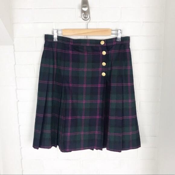 Lord & Taylor Vintage Tartan Plaid Wool Holiday Skirt Size 14P - Picture 1 of 9
